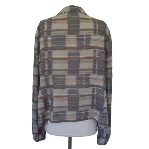 AKRIS Stripe & check  silk georgette shirt F 48 US 16 - Picture 2 of 8